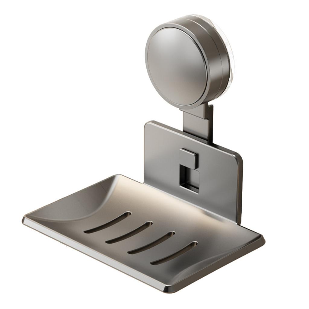 Strong Suction Cup Soap Dish Holders Sturdy Aluminum ABS Wall Mounted Draining Soap Box for Bathroom and Kitchen