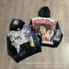 Americká Vintage Volná Mikina s Výšivkou a Kalhoty Širokého Střihu Set Pro Dospívající Ležérní Streetwear