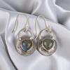 Natural Labradorite Gemstone 925 Sterling Silver Handmade Dangle Earrings 1.30" EE-63-30
