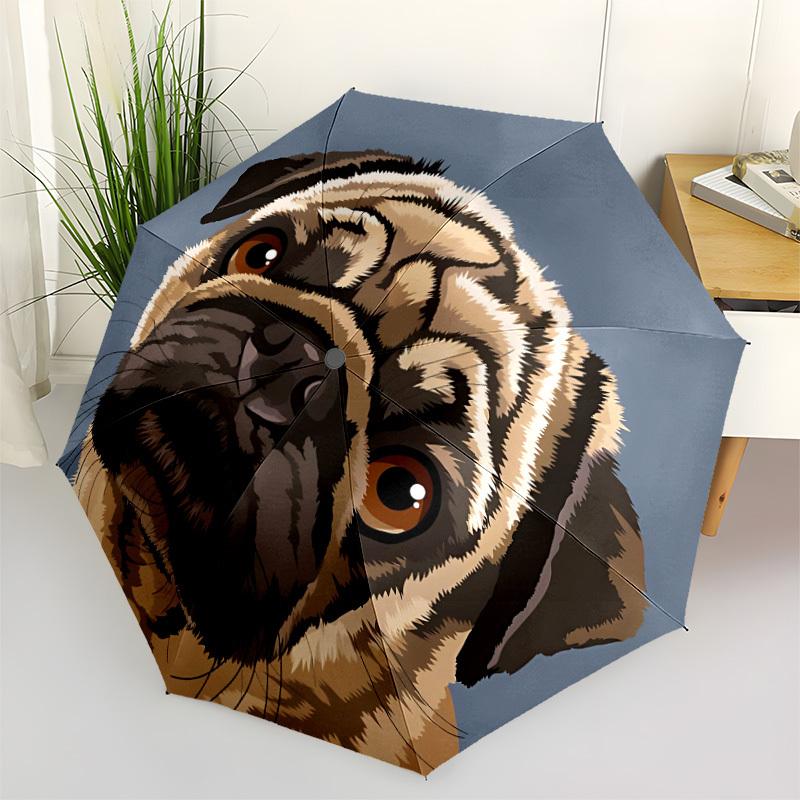 

1pc Pug Face Automatic Open/Close Umbrella, Lightweight for Women/Men, Perfect Gift - for Everyday or Holiday Eventsyy251127080
