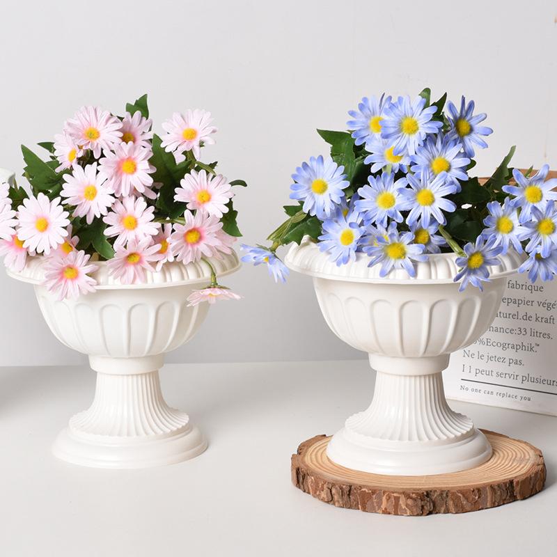 Pot de fleurs en plastique imitation céramique, Vase simple et durable pour arrangement floral, Vase hydroponique en plastique nordique, Décor de salon