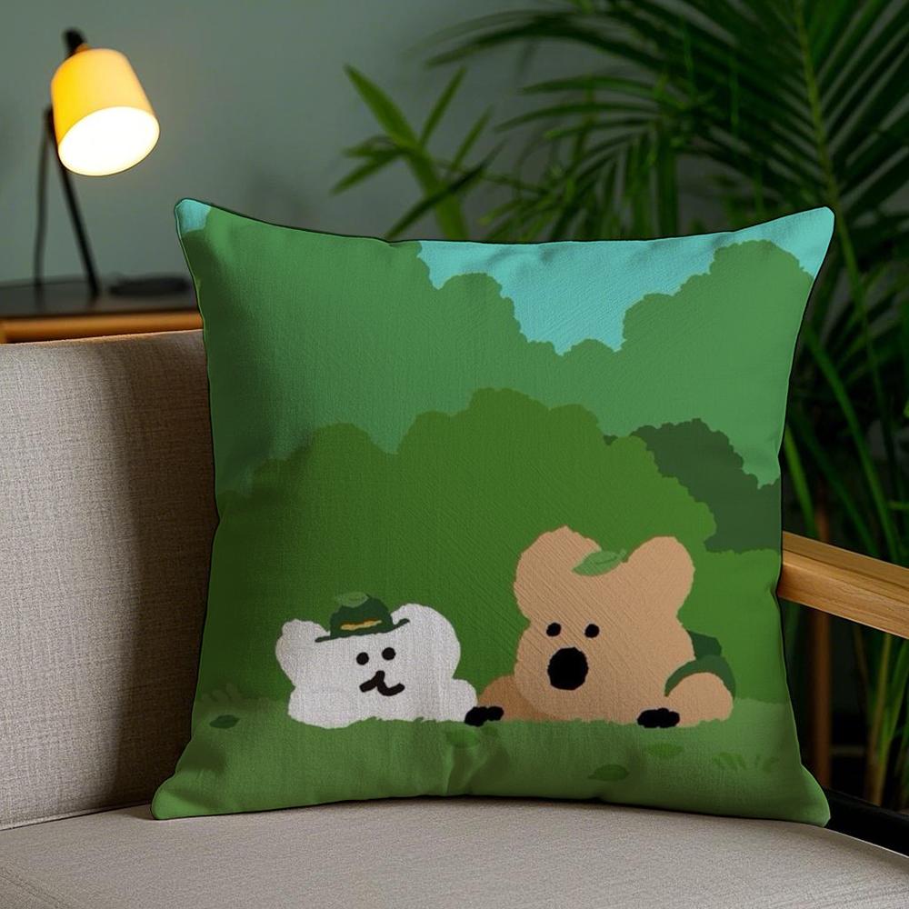 Cartoon D-Dinotaengs Cute Cushion Cover Soft Short Plush Double-Sided Printing Home Decor Machine Washable Pillow Case Gift