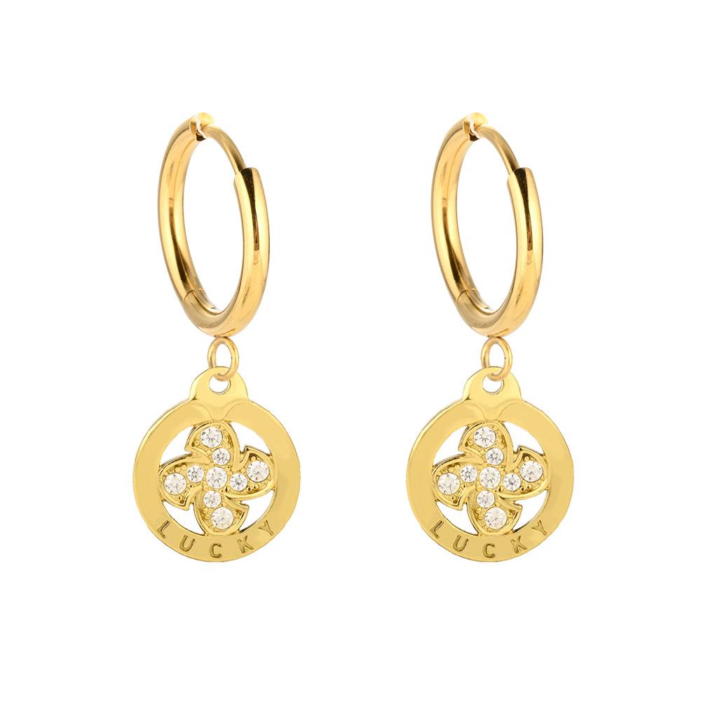 925 Sterling Silver Commuter Versatile Earrings 18K Gold Zircon Earrings Clover Sun Pendant Ear Buckles