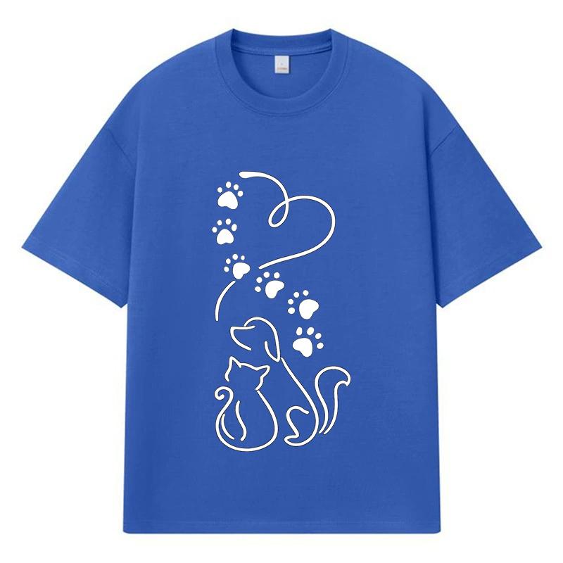 2026 Cat Paw Print Printed Graphic Y2k Harajuku Streetwear 100% Cotton T Shirt Casual Oversized Summer Men T-shirt