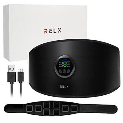 RELX EMS Abdominal Muscle Training Belt (Designed by a Japanese Company) with 8 Electrode Pads, 6 Modes, 18 Intensity Levels, USB Rechargeable, Easy O