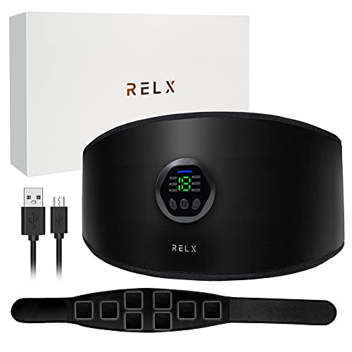 

RELX EMS Abdominal Muscle Training Belt (Designed by a Japanese Company) with 8 Electrode Pads, 6 Modes, 18 Intensity Levels, USB Rechargeable, Easy O