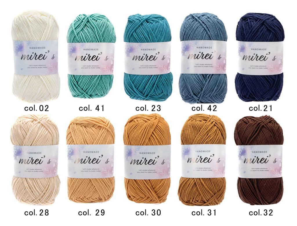 Millais Cotton Medium Crochet Knitting Yarn, Weight, 10-Color Set, Approx. 40g/128m Ball, (Winter)