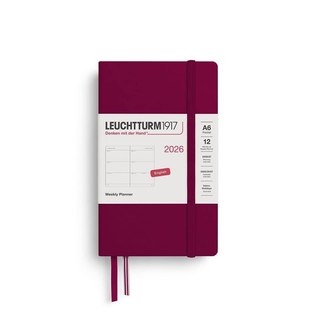 Leuchtturm 2026 January Port Officially Imported Planner, Start, A6, Weekly, Horizontal, Red, 372724,