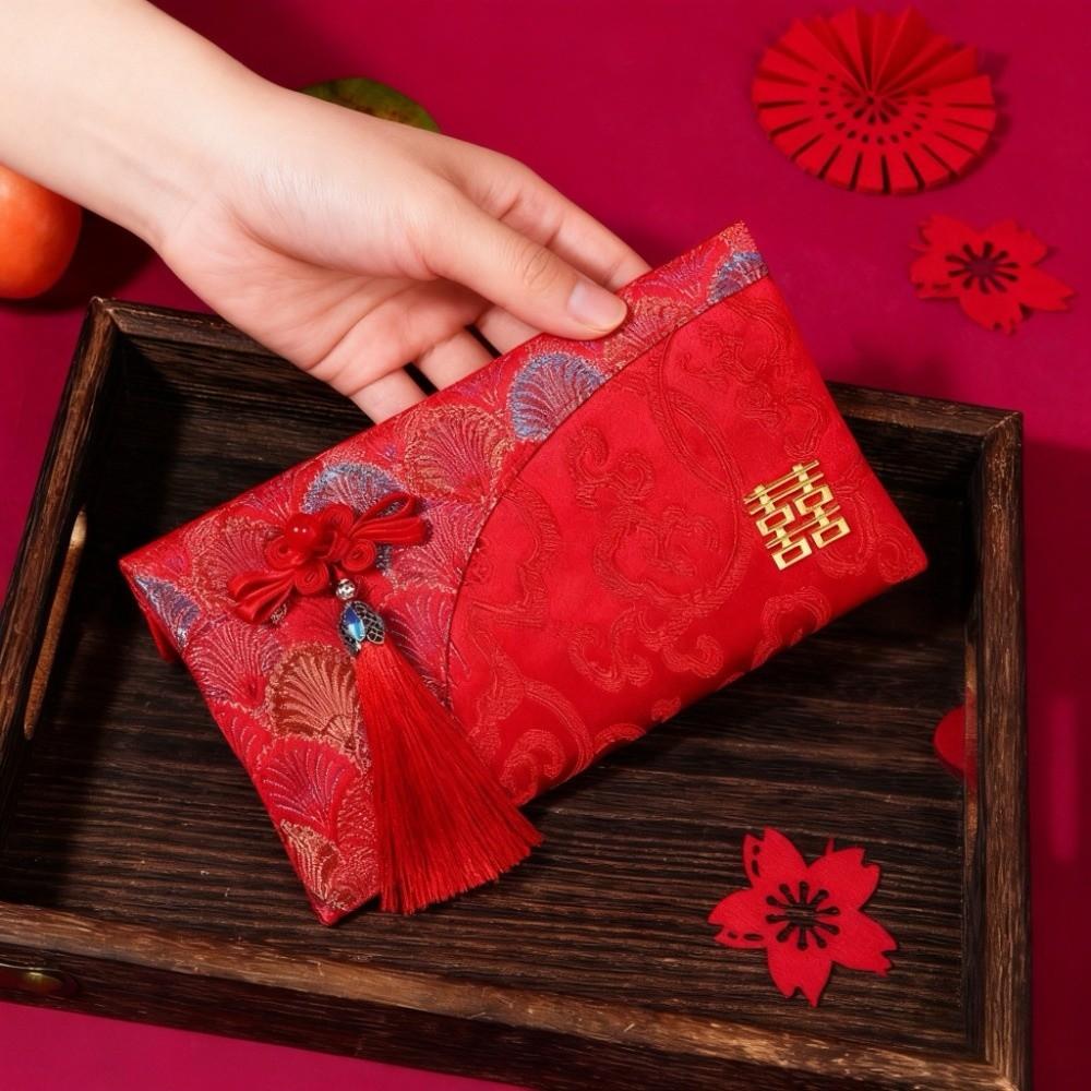 Embroidery Wedding Hongbao Best Wishes Red Pockets Brocade Red Envelop Birthday Party