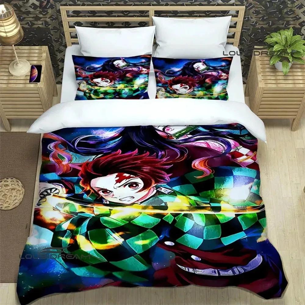 3D Print 3D Print Demon Slayer Anime Bedding Set Double Twin King Duvet Cover Comforter Pillowcase Boys Girls Adults Bedroom