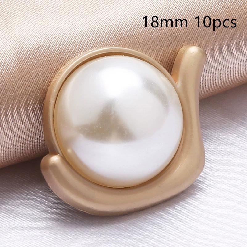 10Pcs 18/20/25Mm Flower Pearl Rhinestones Plastic Shank Buttons For Women Garment Jacket Sweater Handmade Sewing Accessories