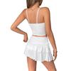 Vielseitiger Damen-Minirock mit Rüschen, Stufiger Fließender Rock mit Verstellbarem Kordelzug, Femininer Freizeitrock für Sommer & Täglichen Gebrauch