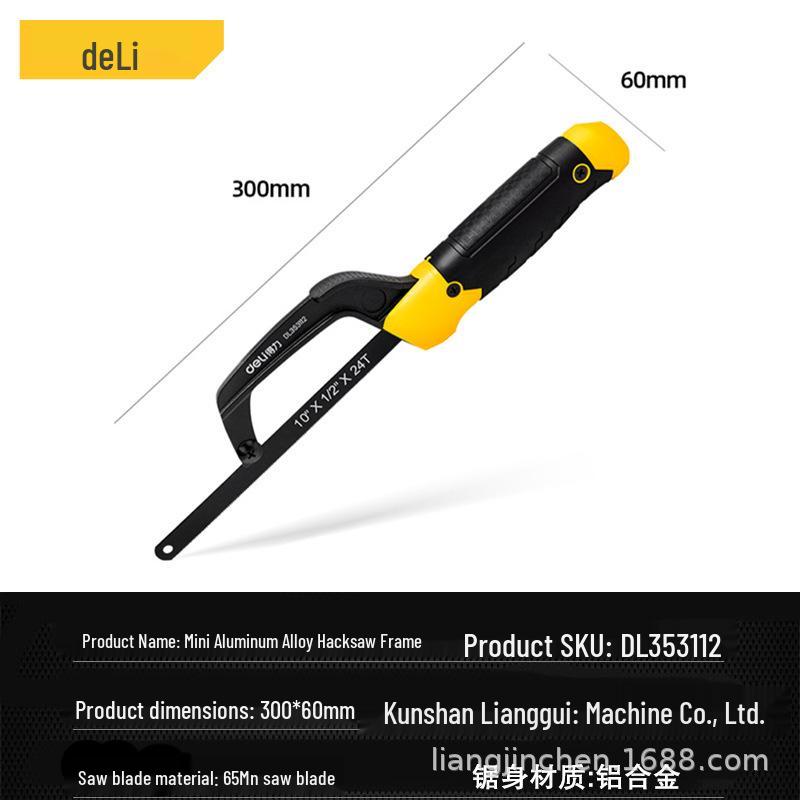 Deli Tools 10-inch Mini Aluminum Hacksaw Frame with Knob Adjustment DL353112