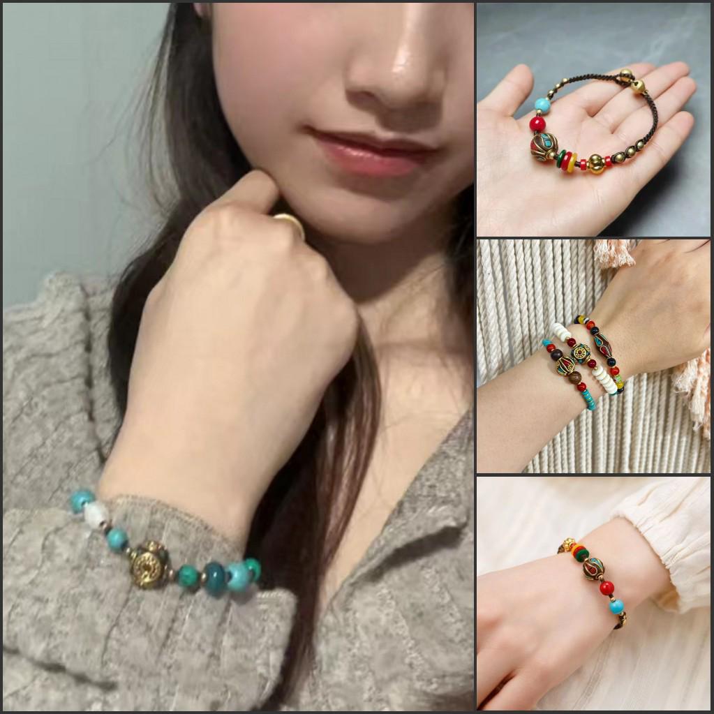 Handmade Chinese Retro Beaded Bracelet: Versatile Ethnic Style for Couples & Friends
