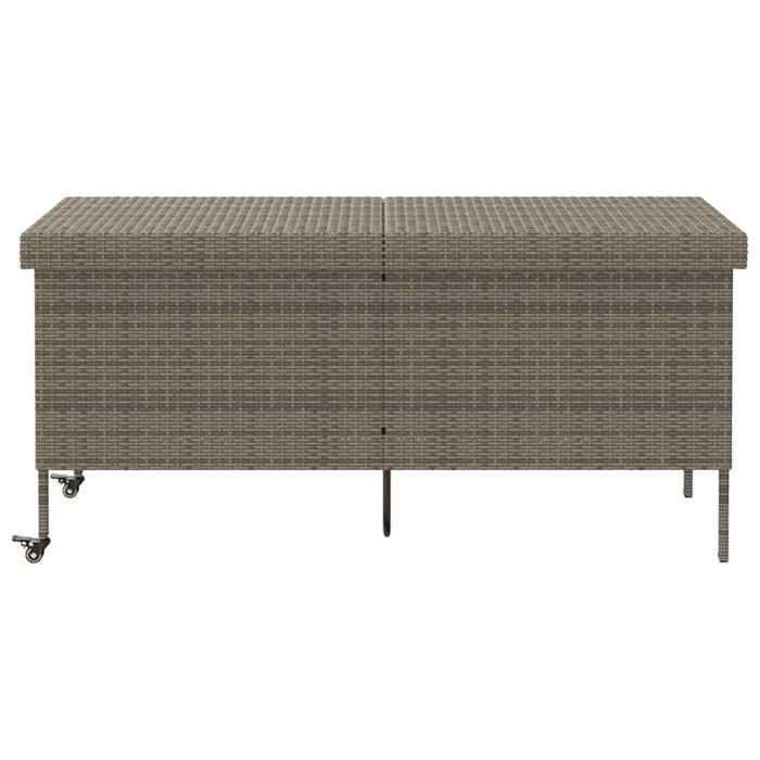 VidaXL Garden Storage Box and Wheels Grey Woven Resin, Outdoor Storage Box, Cushion Storage 4103833