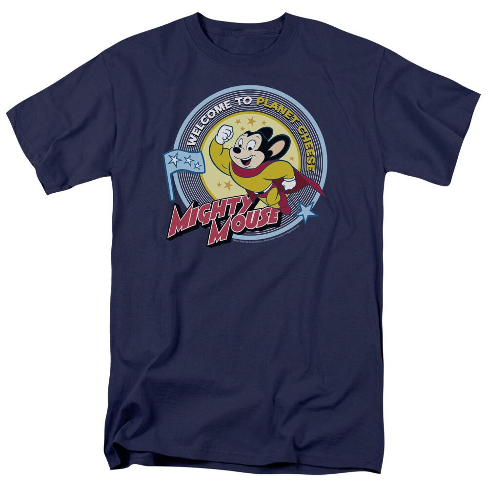26 Mighty Mouse Planet Cheese T Shirt Mens Licensed Cartoon Merchandise Navy Unisex T-Shirt L