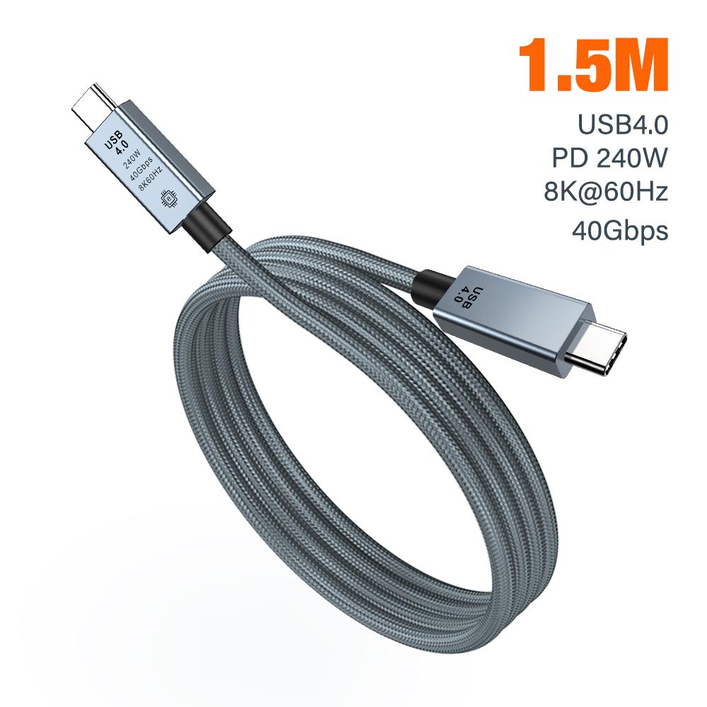 PD 3.1 240W USB4 Cable For Thunderbolt 3/4 8K HD 40Gbps 48V 5A Fast Charging USB Type C Data Cord For MacBook iPad Phone Laptop