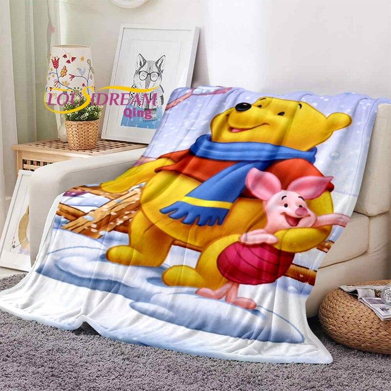 Winnie the Pooh Printed Blanket Flannel Blanket Bed Throw Soft Cartoon Printed Bedspread Bedspread Sofa Blanket