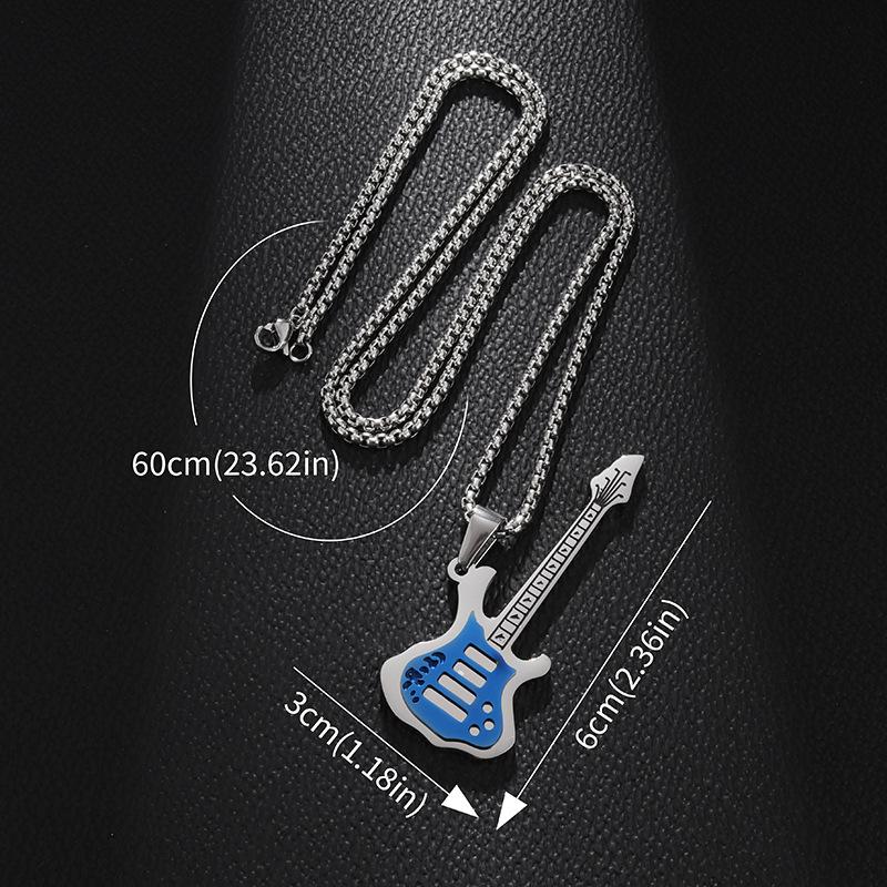 Exquisite High Quality Stainless Steel Electric Guitar Shape Pendant Necklace Men and Women Music Love Rock Jewelry