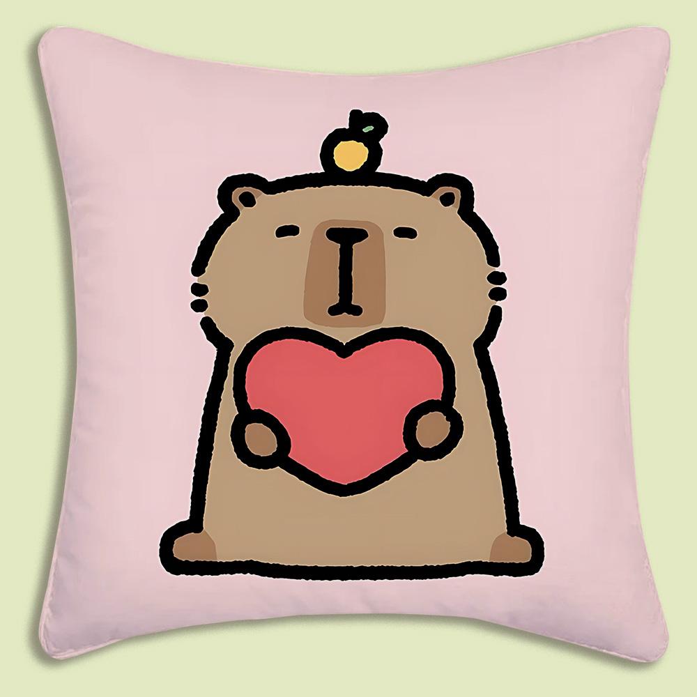 Pillow Covers Cartoon Capybara Sofa Decorative Home Double-sided Printing Short Plush Cute Cushion Cover