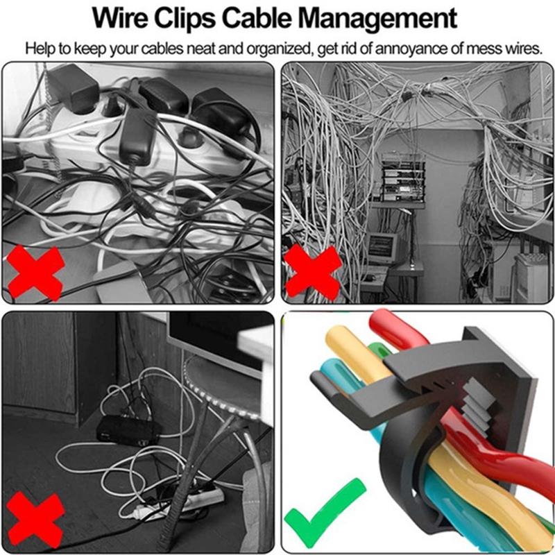 20 Pcs Cable Clips Self Adhesive Cord Management Black Wire Holder Organizer Clamp Self-adhesive Car Wire Clip Accessories