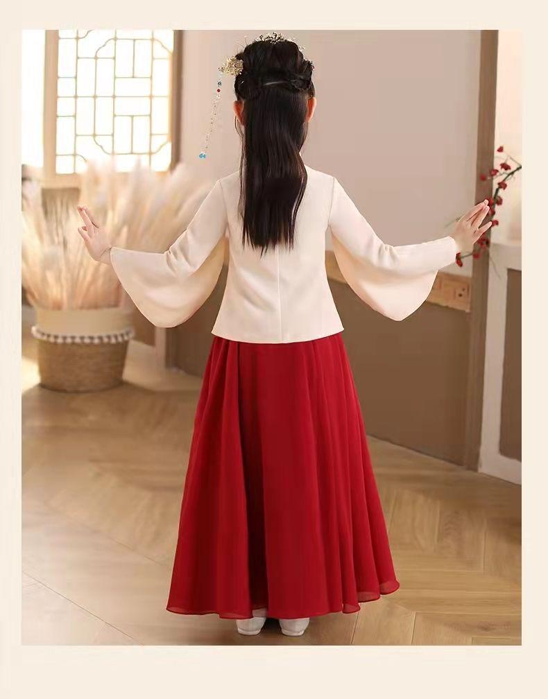 Girls' Hanfu Fairy Dress: Chinese Style Spring/Summer Ancient Costume with Princess Skirt for Children