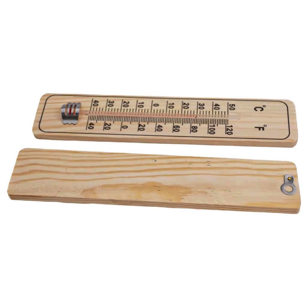 Exquisite Wall Thermometer Tool 22cm × 5cm Hanging Hole Indoor Outdoor Outdoor Thermometer Set Thermometer Wood Color
