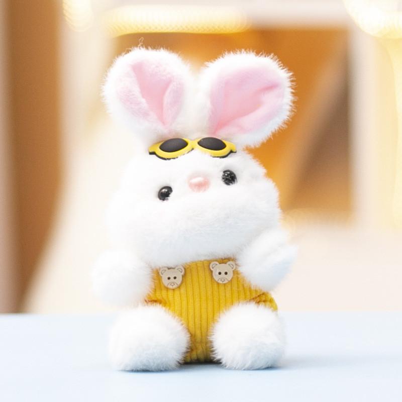 

Плюшевая брелок-заяц из мягкого короткого плюша, подарок для девочек и украшение для сумки жёлтый