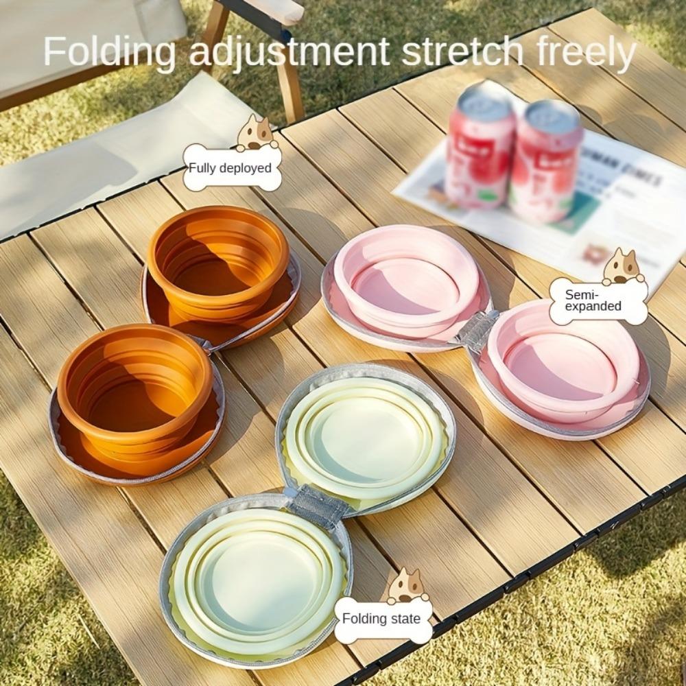 1 Desktop dog silicone double-layer bowl, two-in-one foldable silicone dog bowl, portable easy-to-clean pet feeding device
