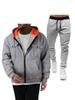 Men's 220g Pullover Hoodie Sweatshirt with Double Pockets and Zip-Up Cardigan Sports Casual Set