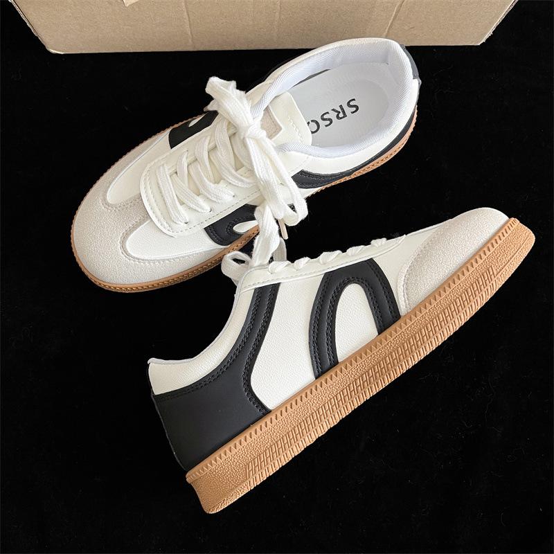 

Red popular German training shoes women s 2025 spring new flat-bottomed versatile white shoes retro board shoes casual sports shoes 35 чёрный