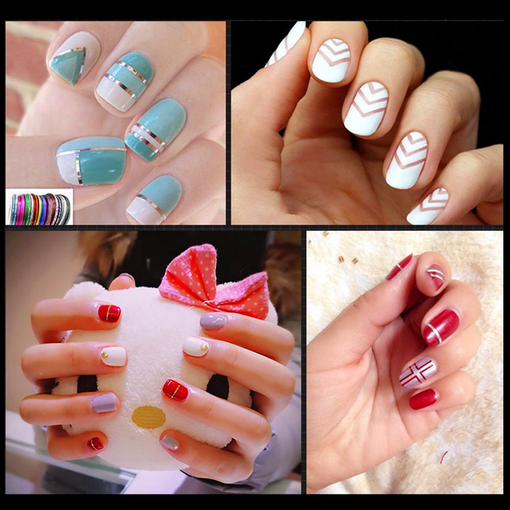 32 Colori Strisce per Unghie Linee Multicolore Rotoli Striscia Linea Decorazione Nail Art Adesivo DIY Punte per Unghie