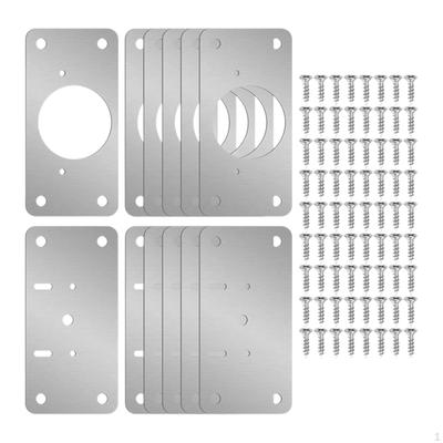 12x Hinge Repair Plate Kit Stainless Steel with Screw Fixing Plates for Kitchen