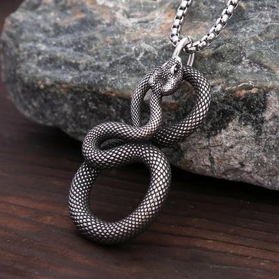 European and American Jewelry Stainless Steel Men's Necklace Retro Trendy Animal Cobra Pendant Personalized Python Item Pendant Batch
