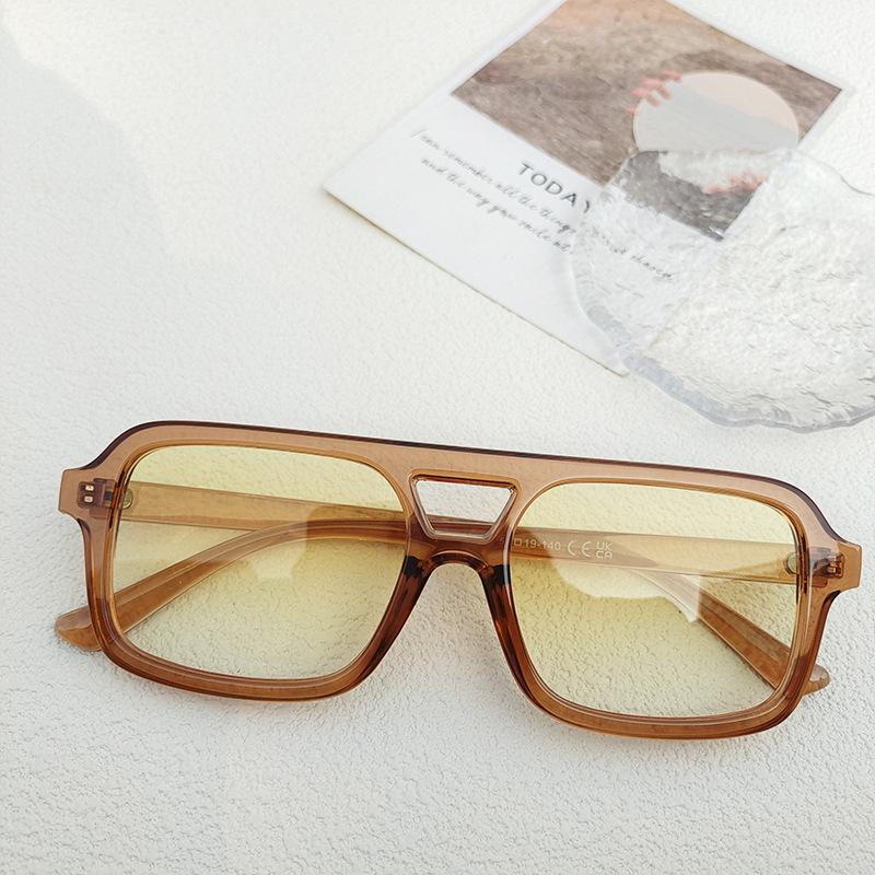 Double Bridge Square Sunglasses Women For Men Vintage Sun Glasses Luxury Brand Designer Punk Popular Flat Top Eyeglasses