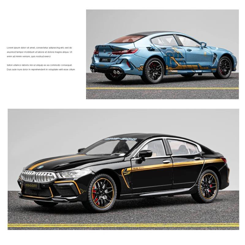 Similation 1/24 Scale BMW M8 Supercar Alloy Car Model , Sound and Light Pull Back Die Cast Children's Toy Collectibles Birthday Gift