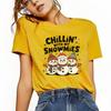Christmas snowUnisex Cartoon Printed Womens Short Sleeved Holiday Tshirt with Summer Round Neck Suitable for Daily Versatility