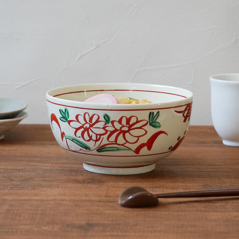 EAST Table (East Table) Okonomi Donburi, Hand-painted Red Painting, Large [16cm], Japanese Tableware 16-025, Made In Japan, Microwave Safe