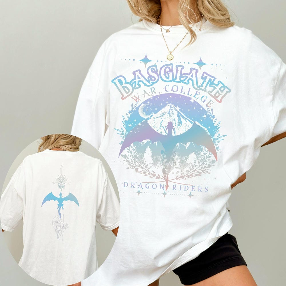 Women Retro Basgiath War College Shirt Fourth Wing Comfort Unisex Tee Dragon Rider Merch Cotton Y2K Top Daily Trendy Streetwear