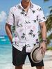 Men's Shirt Set Summer Striped Printed Short Sleeve Shirt Drawstring Shorts Casual Hawaiian Style Men's 2 Piece Home Large Size