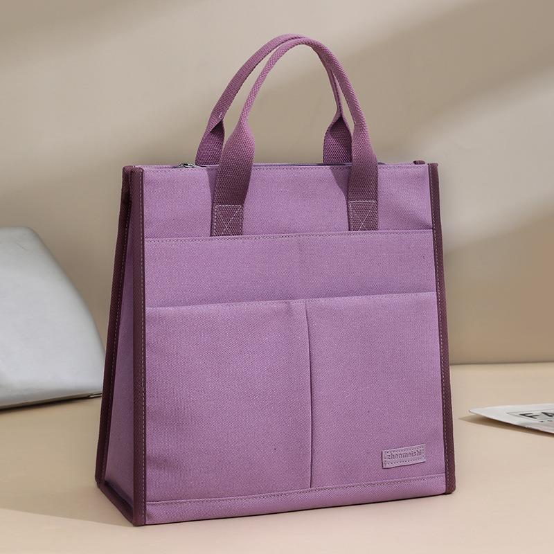 New multi-purpose canvas office handbag stylish and simple large-capacity computer bag lightweight file bag tote bag