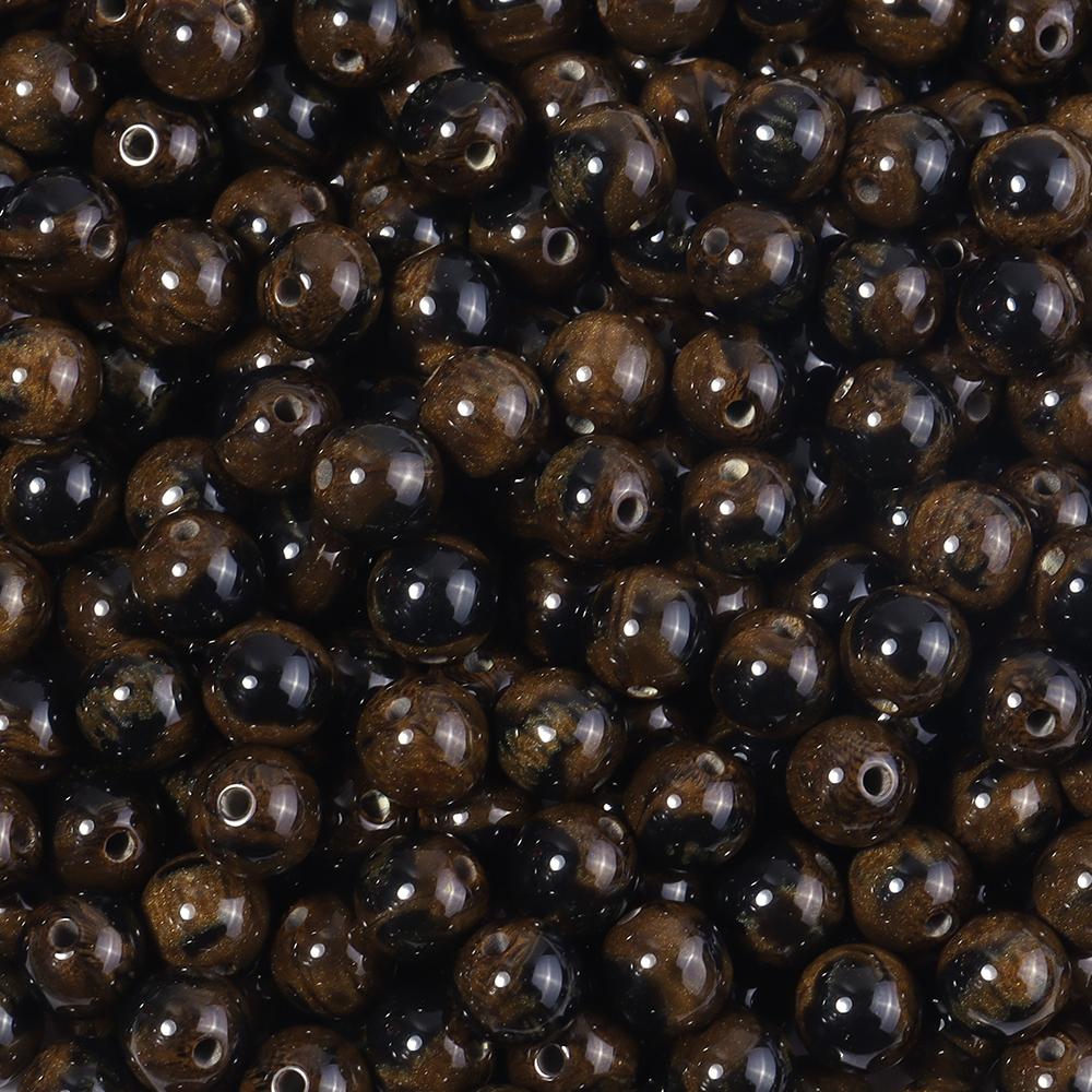 50 Stück 8mm Dunkle Farbe Imitation Katzenauge Harzperlen Glitzer Sternenhimmel Runde Lose Perlen Für Schmuckherstellung DIY Armbänder Halskette