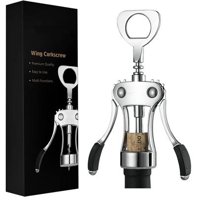 2 In 1 Wine Opener Zinc Alloy Premium Wing Corkscrew Wine Bottle Opener Beer Opener with Non-slip Wing Handle