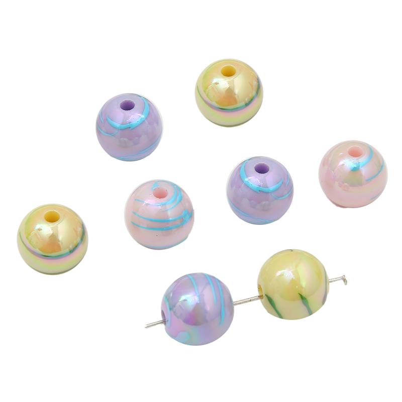 Acrylperlen, bunt, gestreift, rund, Perlen für selbstgemachte Halsketten, Armbänder, Ohrringe, Schmuckherstellung