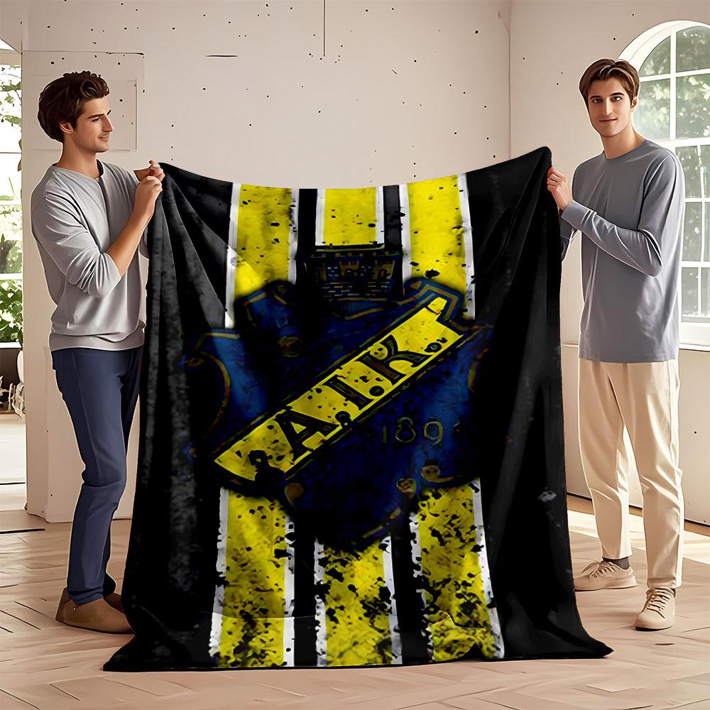Coperta con Stampa Emblema Club di Calcio AIK morbida e accogliente perfetta per il soggiorno letto divano o un pisolino, regalo