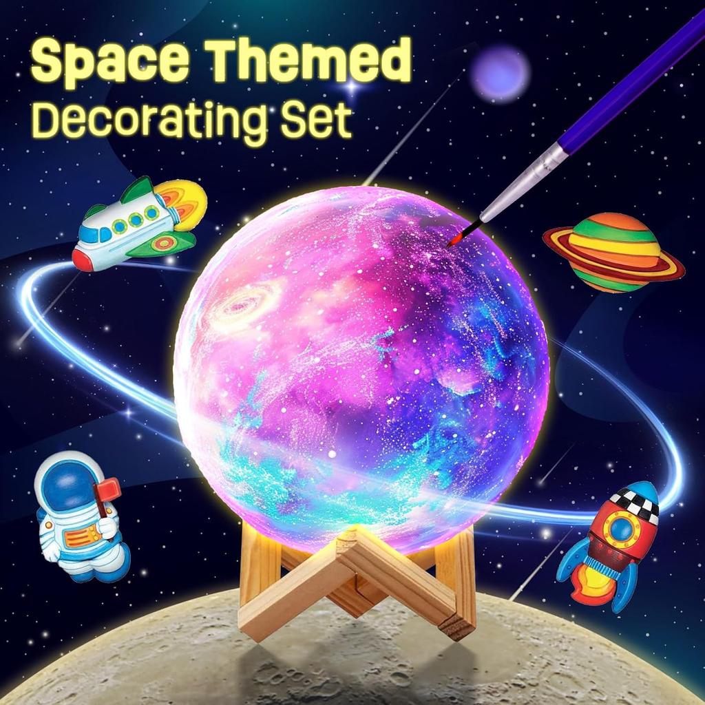 Paint Your Own Moon Lamp Kit, Cool Gifts DIY 3D Space Moon Night Light, Art Supplies Arts & Crafts Kit, Arts and Crafts for Kids Ages 8-12, Toys