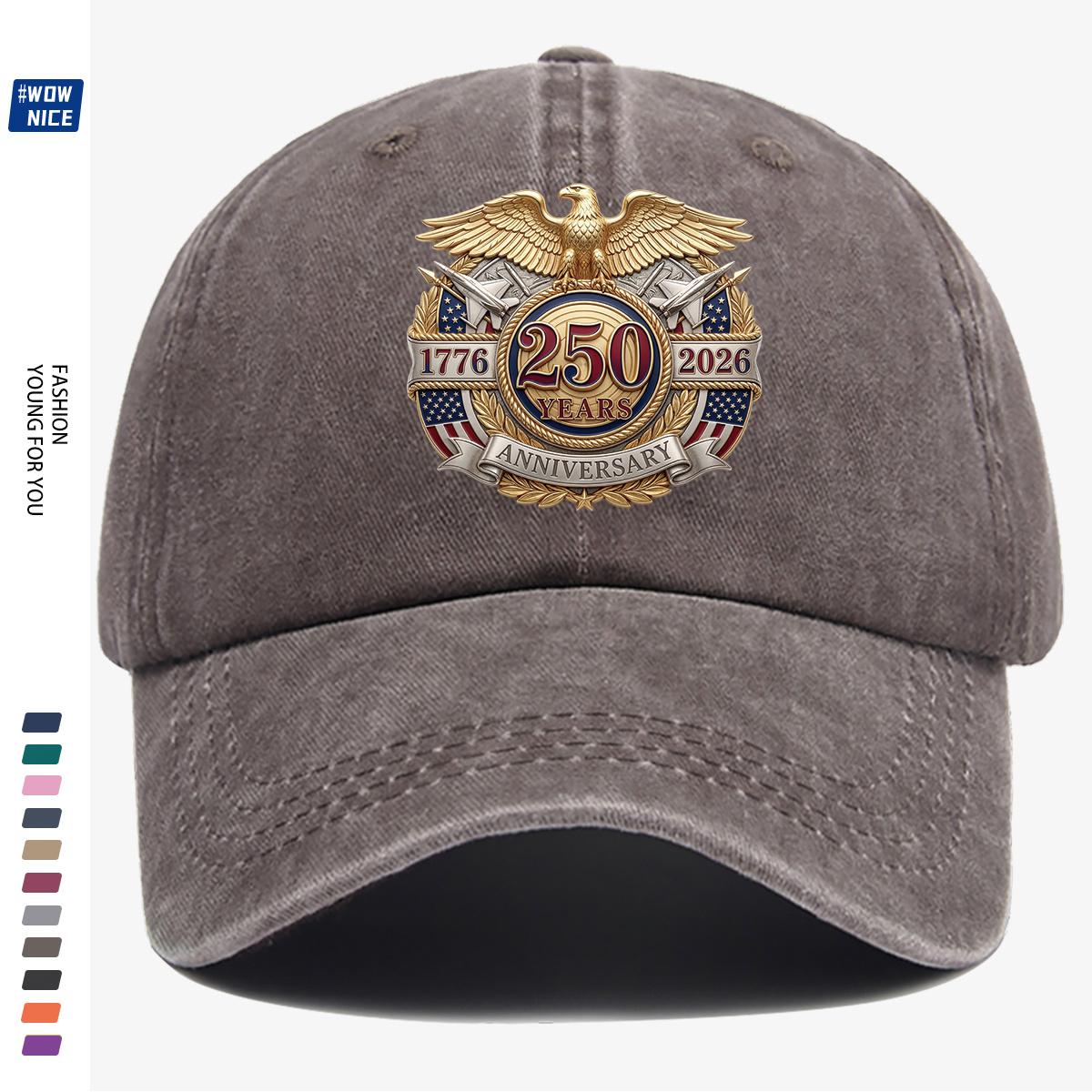 pc American Th Anniversary Commemorative Badge Print Baseball Cap Golden Eagle Spread Wings Badge Design Incorporating 1pc