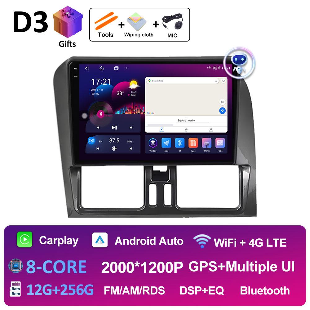 Android 14 Volan pe stânga Pentru Volvo XC60 2009 2010 2011 2012 - 2013 Navigație GPS Wireless Carplay Ventilator de răcire WIFI Unitate principală