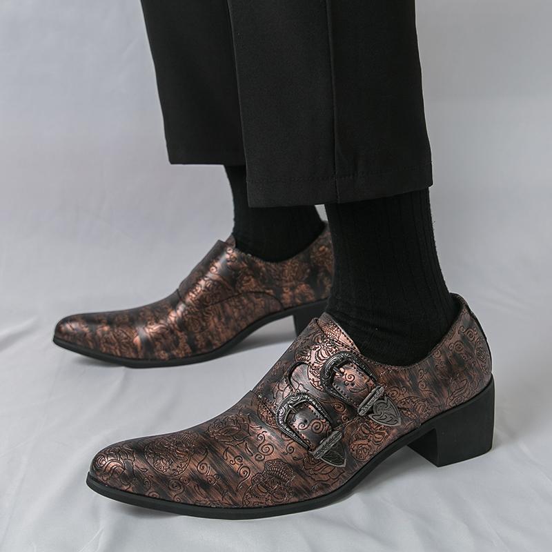 Luxury Designer New Men's Pointed Slip On Dress Business Casual Cuban Shoes Monk Strap Loafers Wedding Dress Homecoming Footwear