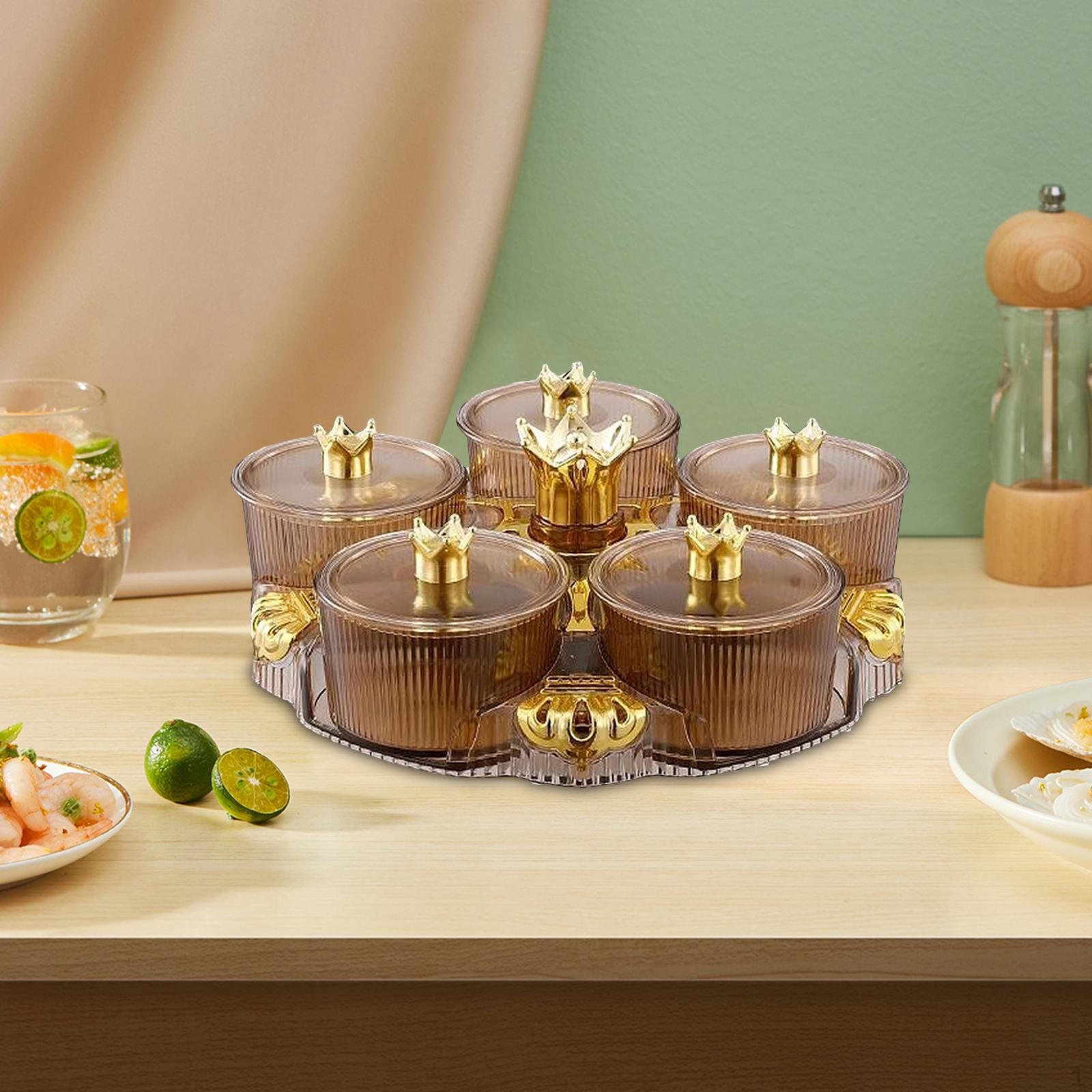 Разделенный сервировочный поднос с 5 отделениями, декоративная вращающаяся тарелка для закусок, закусок для тортов, орехов